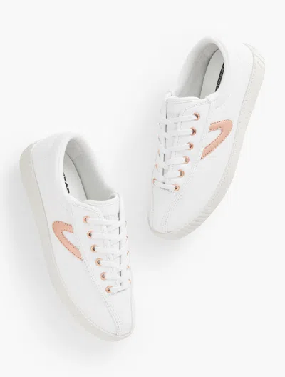 Talbots Â® Nylite Plus Leather Sneakers - White/rose Gold - 9 1/2 M  In White,rose Gold