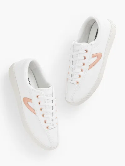 Talbots Â® Nylite Plus Leather Sneakers - White/rose Gold - 8 1/2 M  In White,rose Gold