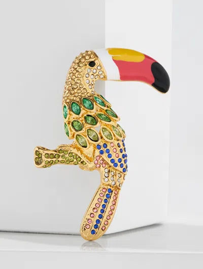 Talbots Tropical Toucan Brooch - Bright Green / Gold - 001