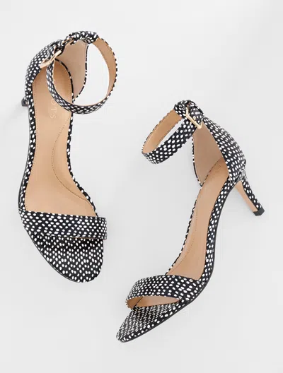 Talbots Trulli Leather Ankle Strap Sandals - Ocelot - Black/white - 7m  In Black,white