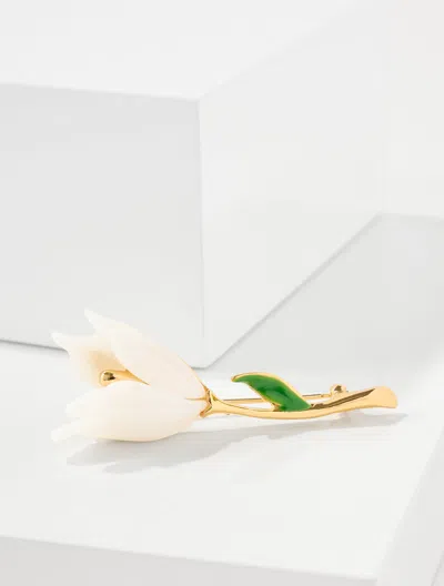 Talbots Tulip Brooch - Ivory/gold - 001  In Multi