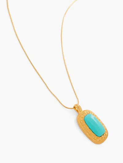 Talbots Turquoise Pendant Necklace - Vivid Turquoise/gold - 001  In Multi