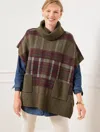 Talbots Plaid Turtleneck Poncho - Deep Moss - M/l  In Deep Moss