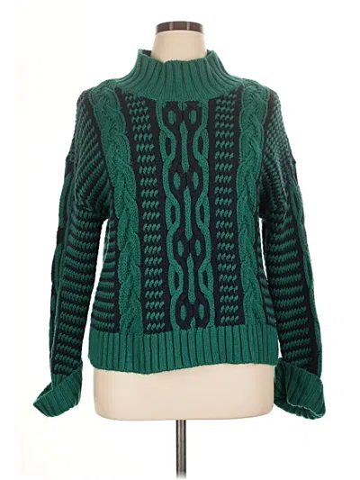 Pre-owned Talbots Turtleneck Sweater In Green