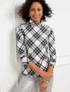 Talbots Misses - Turtleneck Top - Timeless Tartan - Black/ivory/silver - Large  In Black,ivory,silver