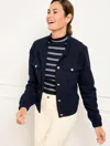 Talbots Tweed Bomber Jacket - Blue - 3x  In Blue