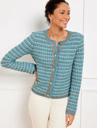 Talbots Tweed Crewneck Cardigan Sweater - Blue Haze - 3x