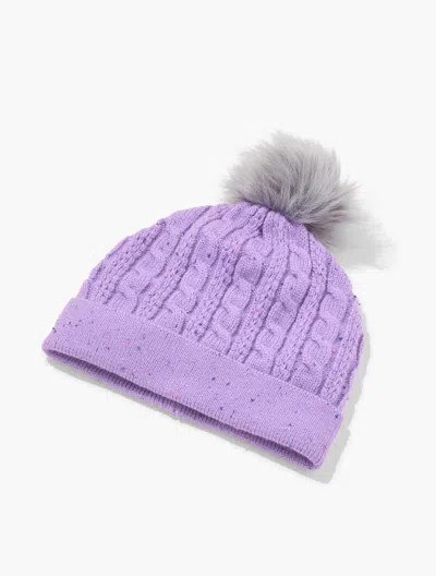Talbots Tweed Knit Beanie - Winter Plum Heather Tweed - 001