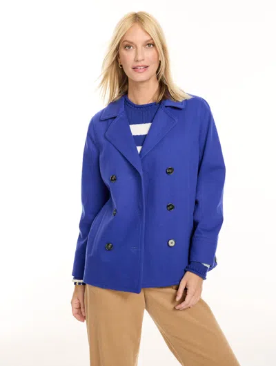 Talbots Twill Peacoat - Clematis Blue - Xs - 100% Cotton