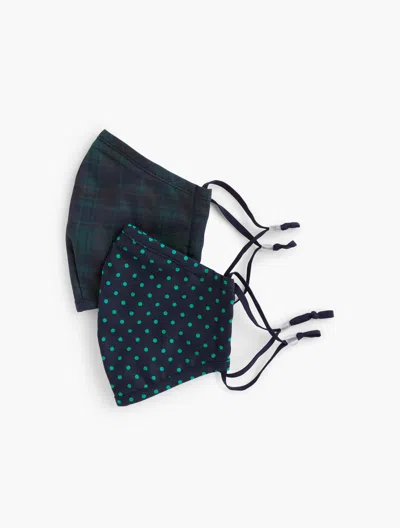Talbots Two Pack Face Masks - Blue - 001 - 100% Cotton