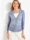 Talbots V-neck Cardigan Sweater - Space Dye - Blue - 3x  In Blue