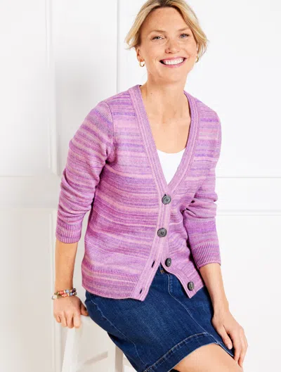 Talbots V-neck Cardigan Sweater - Space Dye - Purple - 3x