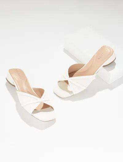 Talbots Val Block Heel Slide - Washed Linen - White - 10 1/2 M