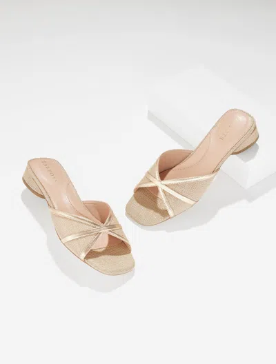 Talbots Val Block Heel Slides - Metallic Raffia - Gold - 10 1/2 M