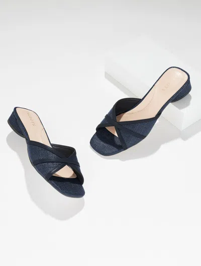 Talbots Val Block Heel Slides - Shimmer Raffia - Blue - 10 1/2 M