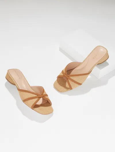 Talbots Val Block Heel Slides - Woven Straw - Medium Natural - 11m  In Neutral