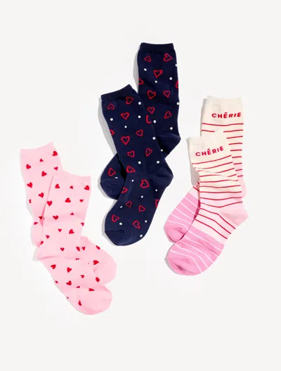 Talbots Valentine Trouser Socks 3 Pack Gift Set - Pink Dogwood - 001  In Multi