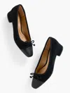 Talbots Vanessa Cap Toe Suede Block Heel Pumps - Black - 11m