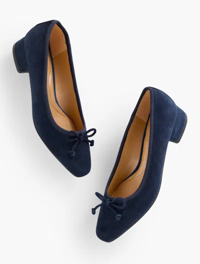 Talbots Vanessa Suede Block Heel Pumps - Blue - 11m