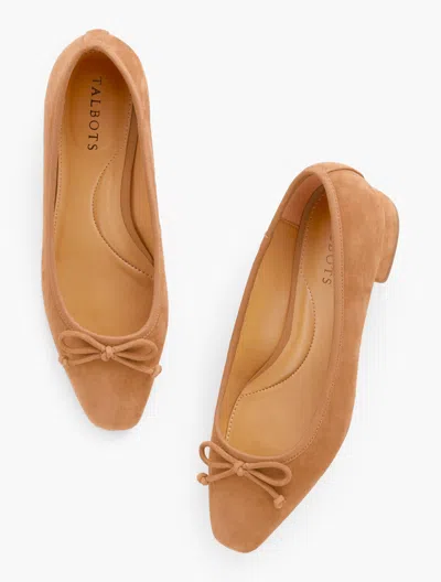 Talbots Vanessa Suede Block Heel Pumps - Havana Tan - 11m