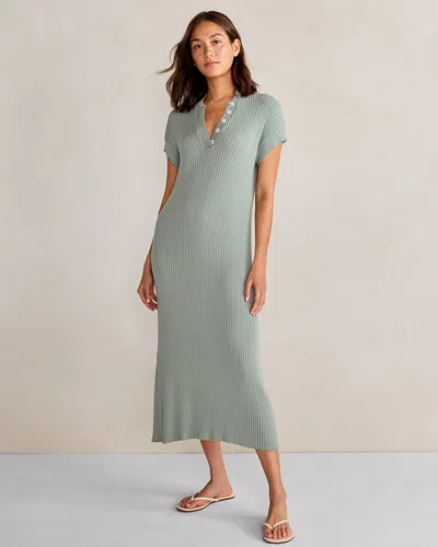 Talbots Varley Knit Midi Dress - Green Mileu - Large