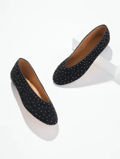 Talbots Vera Embellished Suede Ballet Flats - Black - 5m