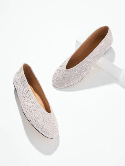 Talbots Vera Embellished Suede Ballet Flats - Opal Grey - 5m  In Silver