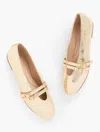 Talbots Vera Leather Mary Jane Flats - Metallic Crackle - Gold - 10 1/2 M  In Gold