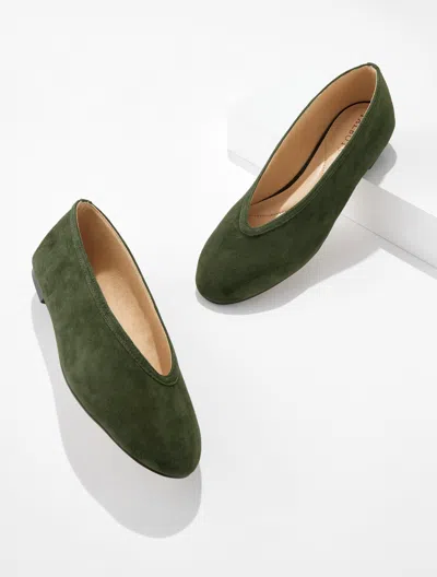 Talbots Vera Suede Ballet Loafers - Dark Olive - 5m  In Green