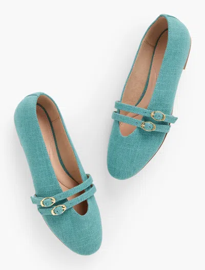 Talbots Vera Washed Linen Mary Jane Flats - Lush Green - 8m