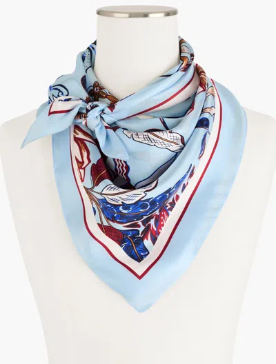 Talbots Verdant Botanical Silk Square Scarf - Bluebell - 001
