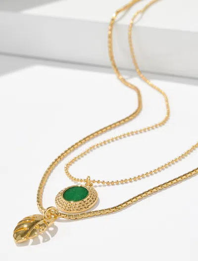 Talbots Vespera Layered Pendant Necklace - Grove Green/gold - 001