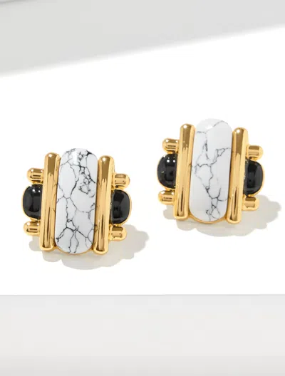 Talbots Vichy Stud Earrings - White/black - 001  In Multi