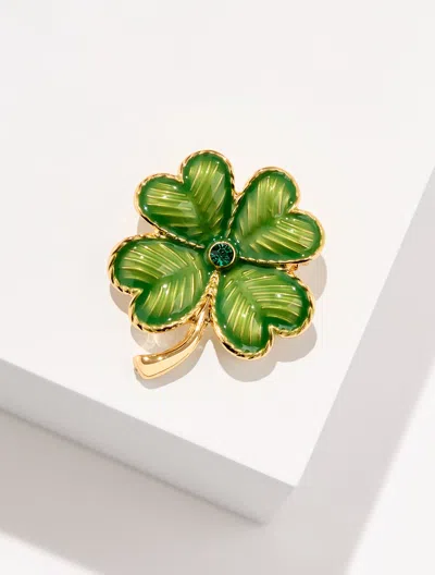 Talbots Vintage Enamel Clover Brooch - Hillside Green/gold - 001
