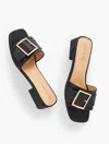 Talbots Viv Shimmer Raffia Slide Sandals - Black - 11m