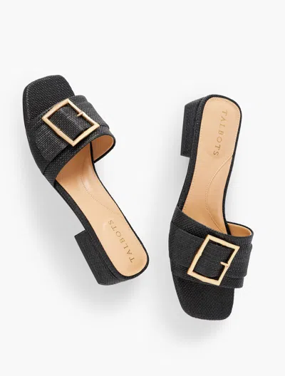 Talbots Viv Shimmer Raffia Slide Sandals - Black - 11m