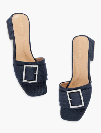 Talbots Viv Shimmer Raffia Slide Sandals - Blue - 10m
