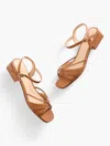 Talbots Viv Strappy Nappa Block Heel Sandals - Havana Tan - 11m  In Havana Tan