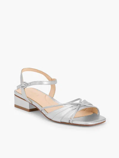 Talbots Viv Strappy Nappa Block Heel Sandals - Metallic - Silver - 11m