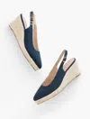 Talbots Vivi Denim Slingback Espadrille Wedges - Dark - 11m - 100% Cotton  In Dark Denim