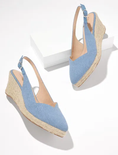 Talbots Vivi Slingback Denim Espadrille Wedges - Medium Blue - 11m