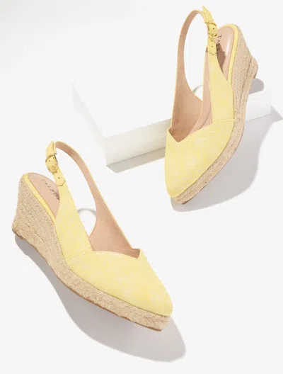 Talbots Vivi Slingback Espadrille Wedges - Cross Dye Linen - Sunshine Yellow/white - 9m