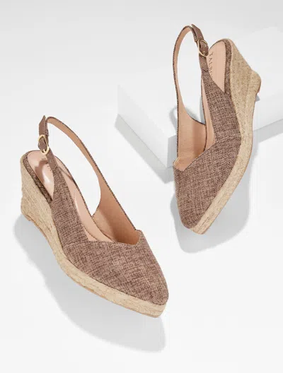 Talbots Vivi Slingback Espadrille Wedges - Raffia - Branch - 11m  In Brown