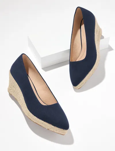 Talbots Vivi Slingback Linen Espadrille Wedges - Blue - 11m