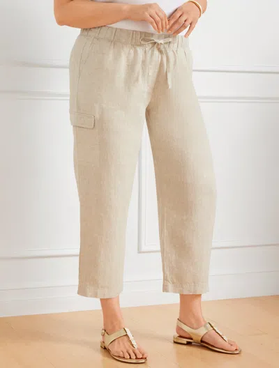 Talbots Washed Linen Easy Crop Straight Leg Pants - Flax Oatmeal - 2x