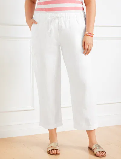 Talbots Washed Linen Easy Crop Straight Leg Pants - White - 3x