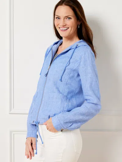 Talbots Washed Linen Hooded Jacket - Light Chambray - 3x