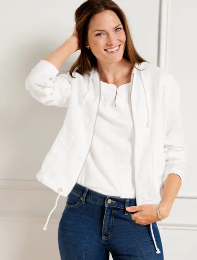 Talbots Washed Linen Hooded Jacket - White - 1x