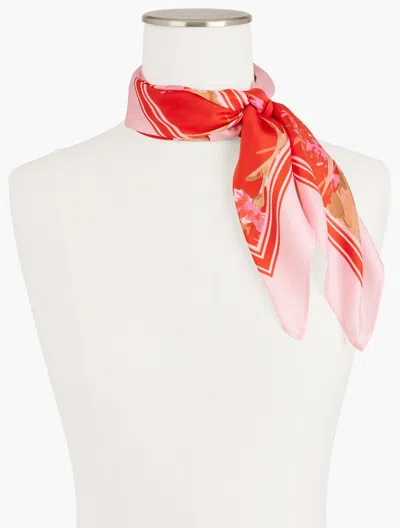 Talbots Watercolor Bouquets Silk Square Scarf - Red Pepper - 001