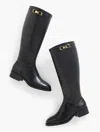 Talbots Waverly Vachetta Tall Riding Boots - Extended Calf - Black - 8 1/2 M  In Black